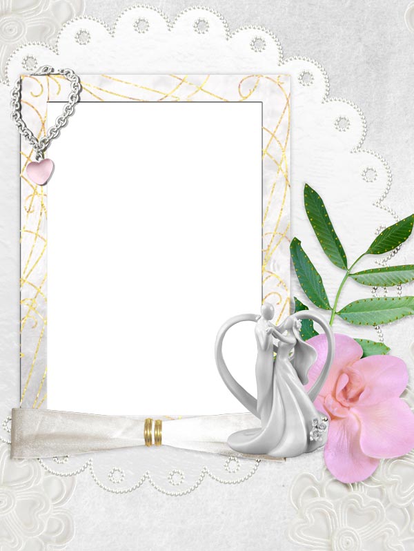 Png wedding frame with pink flower